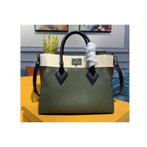 Louis Vuitton M55302 On My Side tote bags Green Calf leather and Monogram canvas