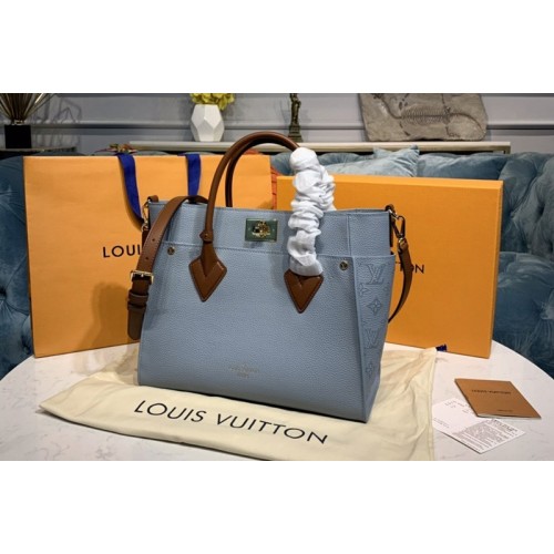Louis Vuitton M56078 On My Side tote Bag in Blue Monogram pattern calf leather Louis Vuitton M56078 On My Side tote Bag in Blue Monogram pattern calf leather