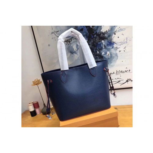 Louis Vuitton M54185 Neverfull MM Bag in Blue Epi Leather