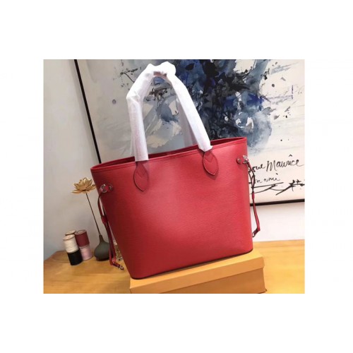 Louis Vuitton M54185 Neverfull MM Bag in Red Epi Leather