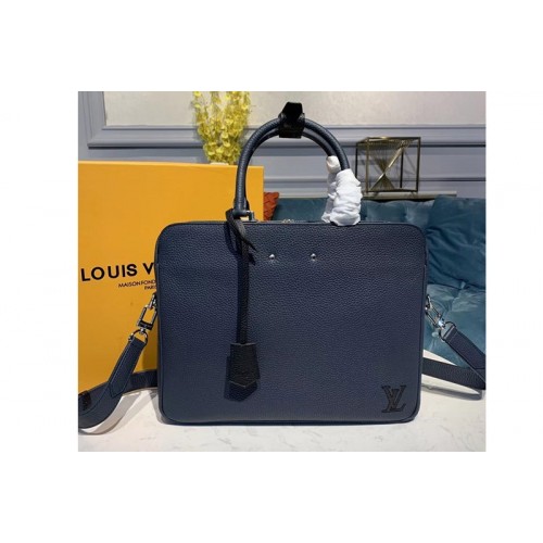 Louis Vuitton M55228 Armand Briefcase MM Bags Navy Blue Taurillon leather