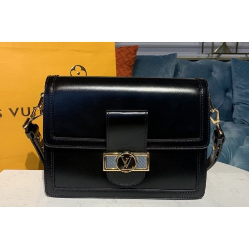 Louis Vuitton M55821 Dauphine MM Bags in Black Smooth calfskin leather