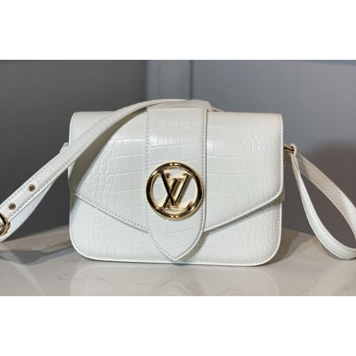 Louis Vuitton N98063 Pont 9 shoulder bag in White Alligator leather