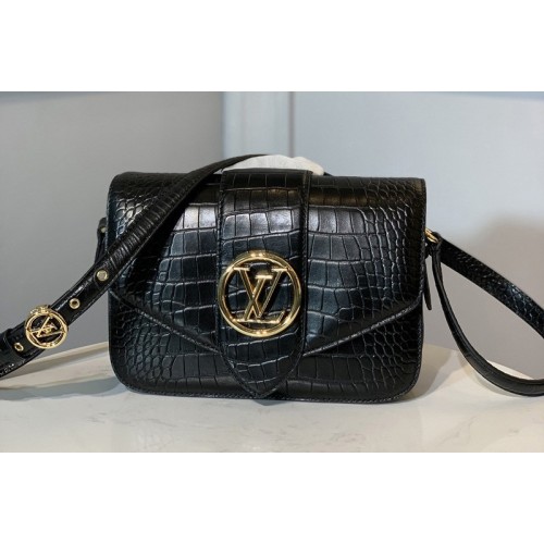 Louis Vuitton N98478 Pont 9 shoulder bag in Black Alligator leather