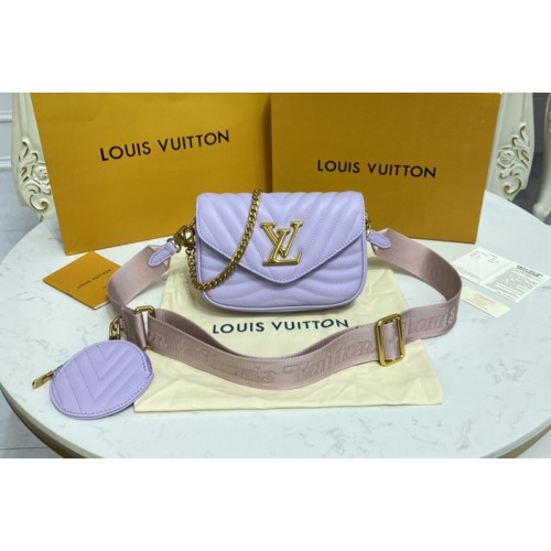 Louis Vuitton M57864 New Wave Multi-Pochette crossbody handbag in Brume Gray Smooth cowhide leather