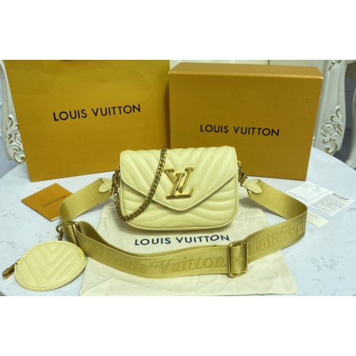 Louis Vuitton M57942 New Wave Multi-Pochette crossbody handbag in Banane light Yellow Smooth cowhide leather