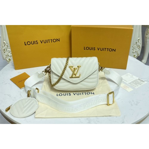 Louis Vuitton M56466 New Wave Multi-Pochette crossbody handbag in Snow White Smooth cowhide leather