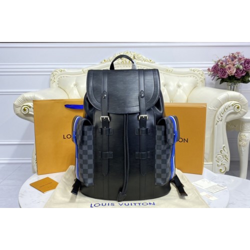 Louis Vuitton M56600 Christopher backpack in Black Epi leather and Damier Graphite coated canvas Louis Vuitton M56600 Christopher backpack in Black Epi leather and Damier Graphite coated canvas