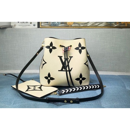 Louis Vuitton M56889 Crafty NeoNoe MM bucket bag in Cream Embossed grained cowhide leather Louis Vuitton M56889 Crafty NeoNoe MM bucket bag in Cream Embossed grained cowhide leather