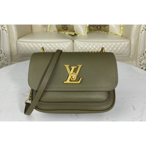 Louis Vuitton M57067 Lockme Chain PM handbag in Khaki Green Grained calf leather