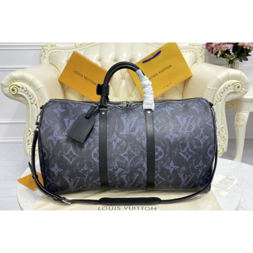 Louis Vuitton M57278 keepall bandouliere 50 Bag in Monogram Pastel Noir coated canvas