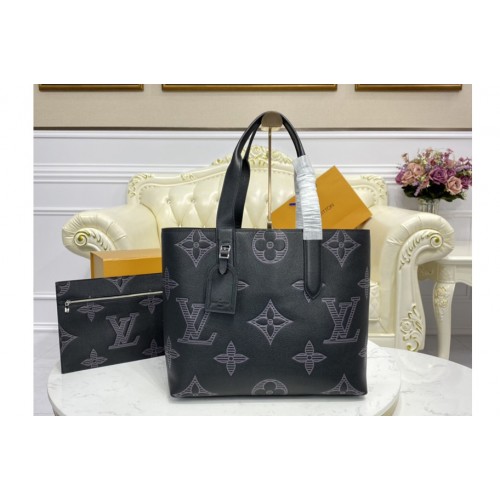 Louis Vuitton M57290 Cabas Voyage tote Bag in Taurillon Shadow leather Louis Vuitton M57290 Cabas Voyage tote Bag in Taurillon Shadow leather