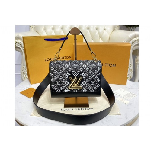 Louis Vuitton M57442 Twist MM handbag in Gray Embroidered calfskin