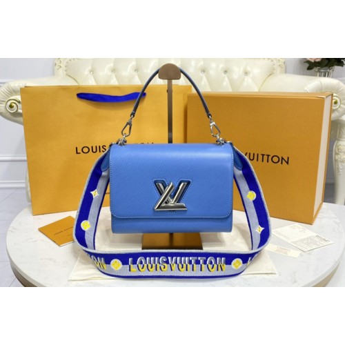 Louis Vuitton M57507 Twist MM handbag in Blue Epi leather and Jacquard strap