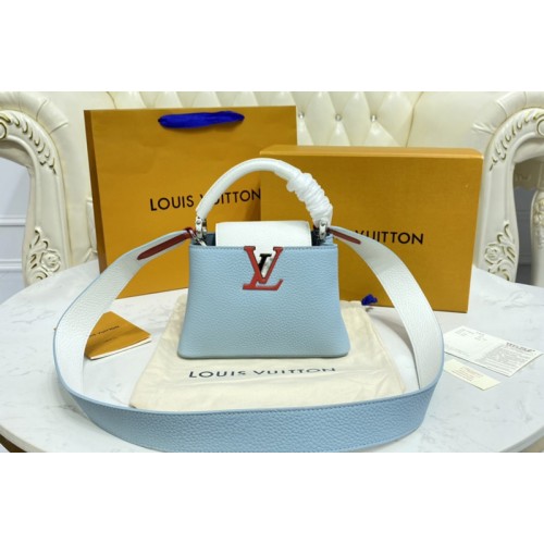 Louis Vuitton M57519 Capucines Mini handbag in Olympe Blue Red White Taurillon leather