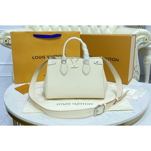Louis Vuitton M57681 Grenelle Tote PM bag in Quartz White Epi grained leather
