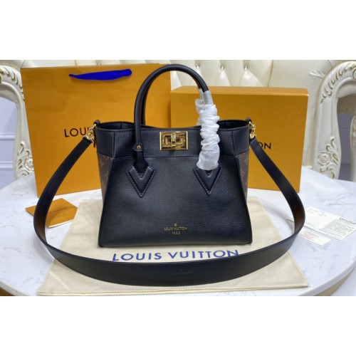 Louis Vuitton M57728 On My Side PM tote bag in Black soft calf leather and Monogram canvas