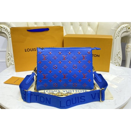 Louis Vuitton M58626 Coussin PM handbag in Blue Red Monogram embossed puffy lambskin