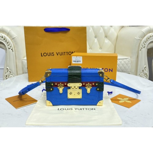 Louis Vuitton M57827 Petite Malle handbag in Blue Matte Alligator leather