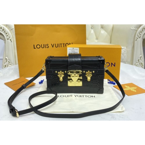 Louis Vuitton N93144 Petite Malle handbag in Black Brilliant Alligator leather Louis Vuitton N93144 Petite Malle handbag in Black Brilliant Alligator leather
