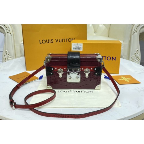Louis Vuitton N93144 Petite Malle handbag in Dark Red Brilliant Alligator leather