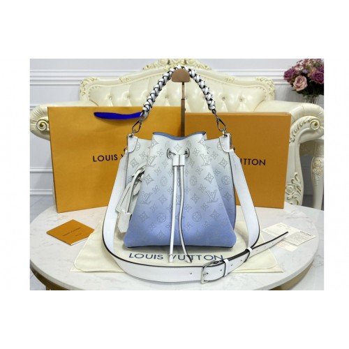 Louis Vuitton M57853 Muria bucket bag in Blue Mahina perforated calf leather Louis Vuitton M57853 Muria bucket bag in Blue Mahina perforated calf leather