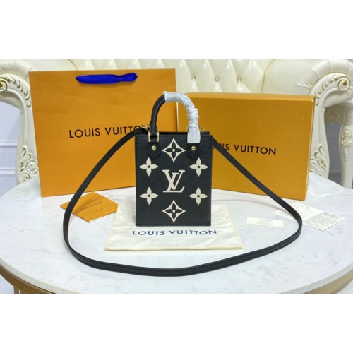 Louis Vuitton M57937 Petit Sac Plat Bag in Black Monogram Empreinte leather