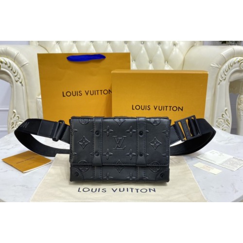 Louis Vuitton M57952 Trunk Slingbag in Black Monogram Seal cowhide leather Louis Vuitton M57952 Trunk Slingbag in Black Monogram Seal cowhide leather
