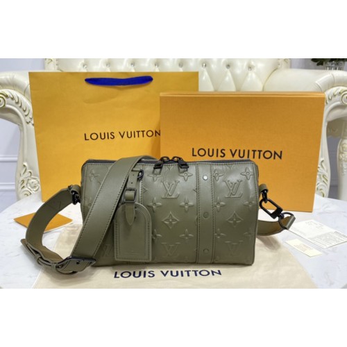 Louis Vuitton M57955 City Keepall Bag in Khaki Monogram Seal leather