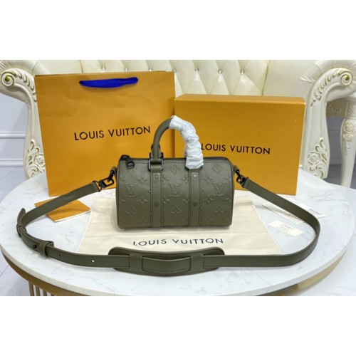 Louis Vuitton M57961 Keepall XS bag in Khaki Monogram Seal cowhide leather