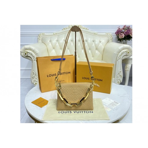 Louis Vuitton M57791 Coussin PM handbag in Camel Monogram embossed puffy lambskin