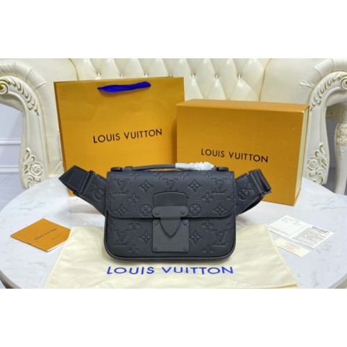 Louis Vuitton M58487 S Lock Sling Bag in Monogram-embossed black Taurillon leather