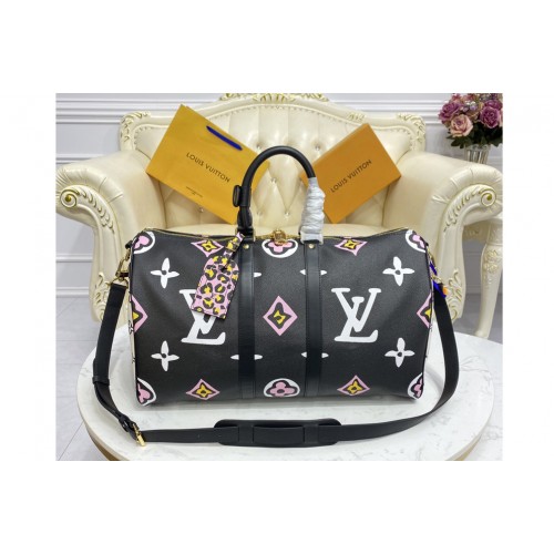 Louis Vuitton M58656 Keepall Bandoulière 45 bag in Black Monogram coated canvas Louis Vuitton M58656 Keepall Bandoulière 45 bag in Black Monogram coated canvas