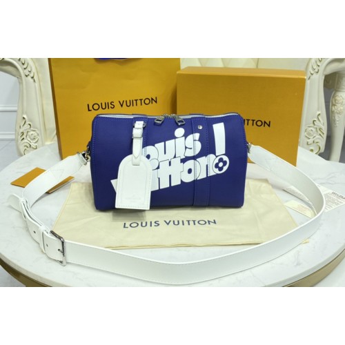 Louis Vuitton M58747 City Keepall Bag in Blue cowhide leather