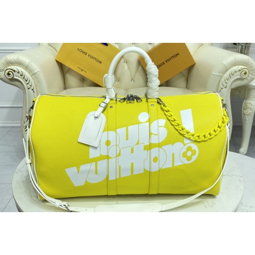 Louis Vuitton M58748 Keepall Bandoulière 55 bag in Yellow cowhide leather