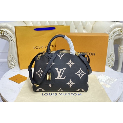 Louis Vuitton M58913 Petit Palais tote bag in Black Beige Monogram Empreinte Leather