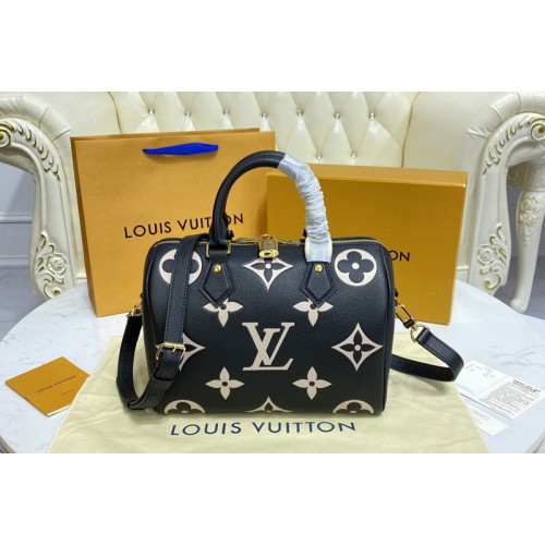 Louis Vuitton M58947 Speedy Bandoulière 25 handbag in Black Beige Monogram Empreinte leather Louis Vuitton M58947 Speedy Bandoulière 25 handbag in Black Beige Monogram Empreinte leather