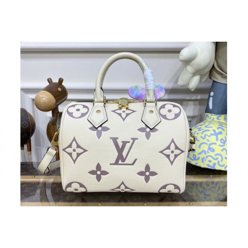 Louis Vuitton M58947 Speedy Bandoulière 25 handbag in White Monogram Empreinte leather