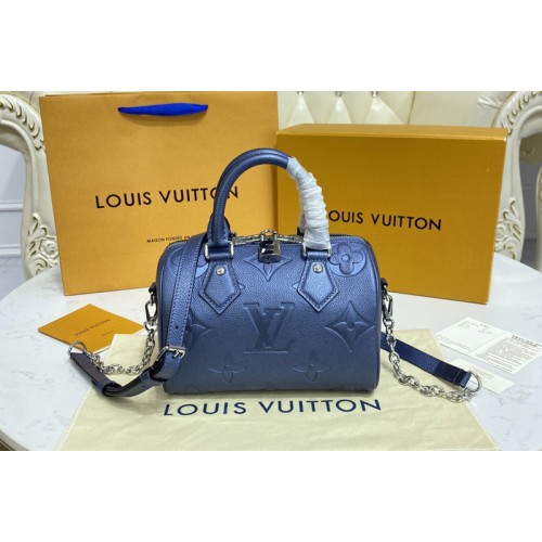 Louis Vuitton M58958 Speedy Bandoulière 20 handbag in Navy Nacre Monogram Empreinte leather