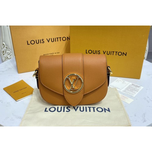 Louis Vuitton M58729 Pont 9 Soft MM handbag in Sienne doree Grained calfskin Leather
