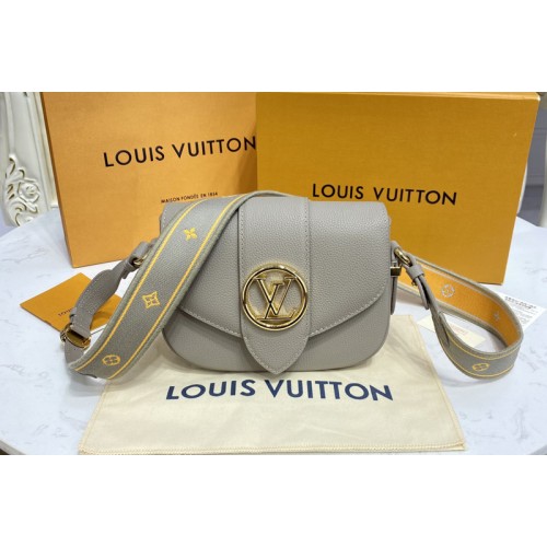 Louis Vuitton M58728 Pont 9 Soft MM handbag in Gris Taupe Grained calfskin Leather