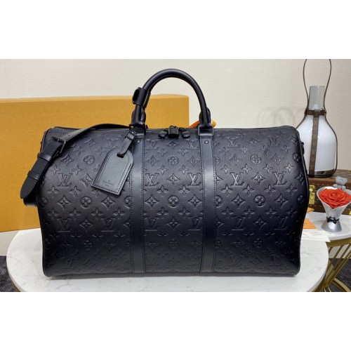Louis Vuitton M59025 Keepall Bandoulière 50 bag in Black Taurillon Monogram leather Louis Vuitton M59025 Keepall Bandoulière 50 bag in Black Taurillon Monogram leather