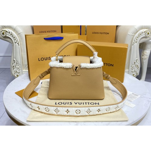 Louis Vuitton M59073 Capucines MM handbag in Brown Taurillon leather and shearling Louis Vuitton M59073 Capucines MM handbag in Brown Taurillon leather and shearling