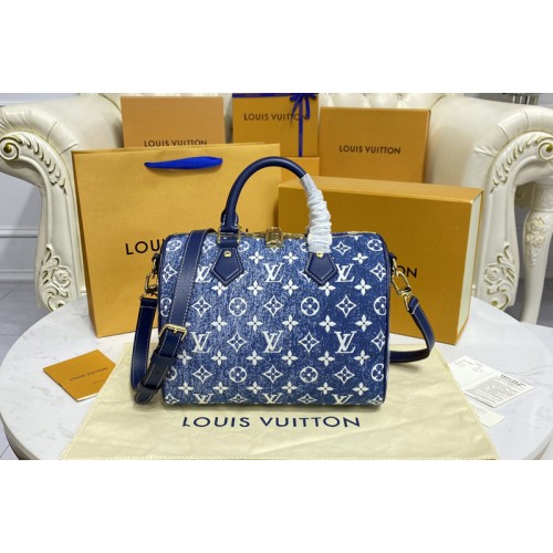 Louis Vuitton M59609 Speedy Bandoulière 25 handbag in Navy Blue Monogram denim jacquard Louis Vuitton M59609 Speedy Bandoulière 25 handbag in Navy Blue Monogram denim jacquard