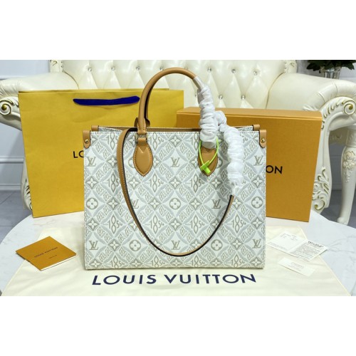 Louis Vuitton M59614 OnTheGo MM tote bag in Ecru Caramel Since 1854 Jacquard textile Louis Vuitton M59614 OnTheGo MM tote bag in Ecru Caramel Since 1854 Jacquard textile