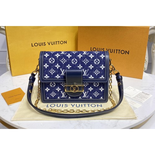 Louis Vuitton M59631 Dauphine MM handbag in Navy Blue Denim jacquard textile Louis Vuitton M59631 Dauphine MM handbag in Navy Blue Denim jacquard textile