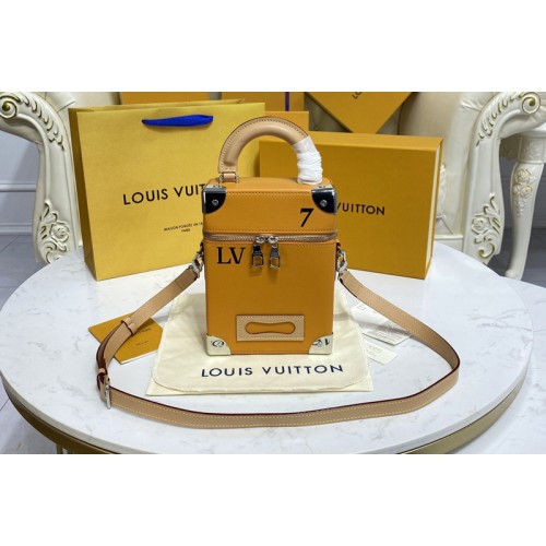 Louis Vuitton M59666 Vertical Box Trunk Bag in Saffron yellow cowhide leather