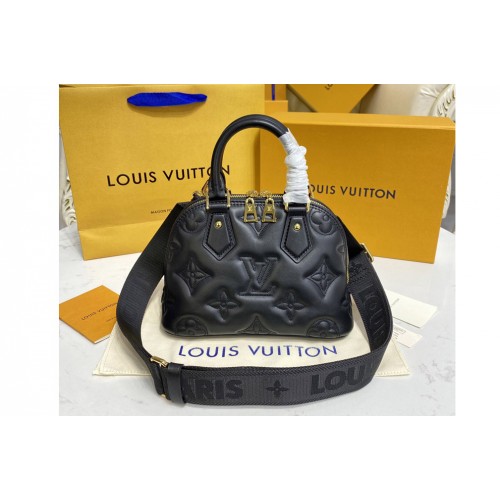 Louis Vuitton M59793 Alma BB handbag in Black Quilted and embroidered smooth calf leather