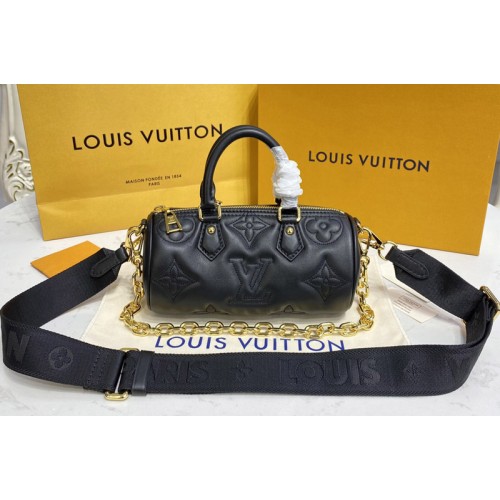 Louis Vuitton M59800 Papillon BB handbag in Black Quilted and embroidered smooth calf leather