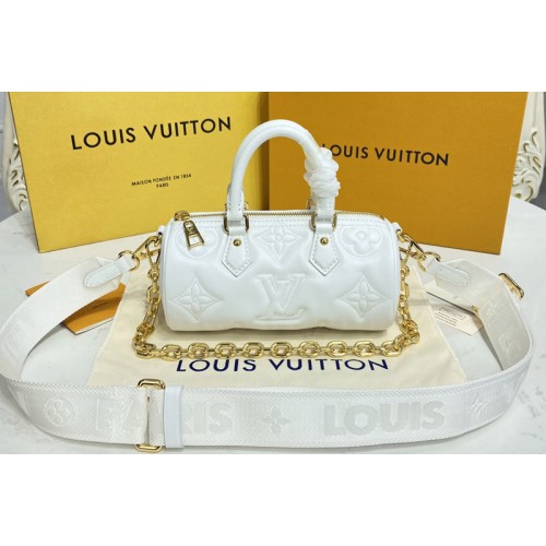 Louis Vuitton M59827 Papillon BB handbag in White Quilted and embroidered smooth calf leather Louis Vuitton M59827 Papillon BB handbag in White Quilted and embroidered smooth calf leather